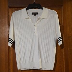 Truth White Ribbed Short Sleve Sweater